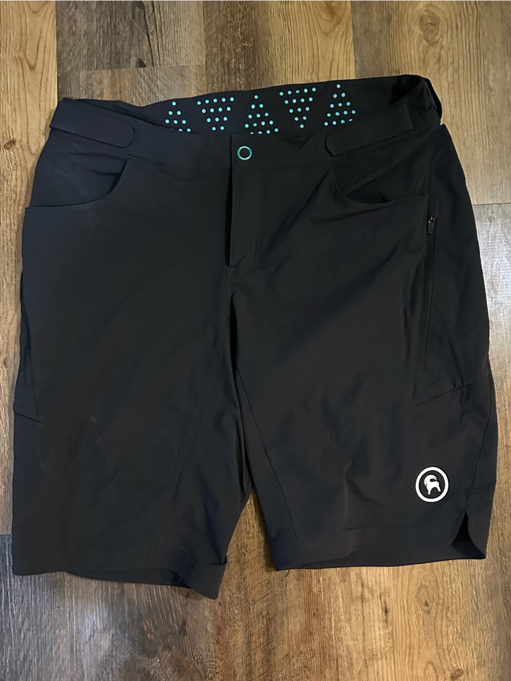 Black Women's Athletic Shorts with Teal Accents